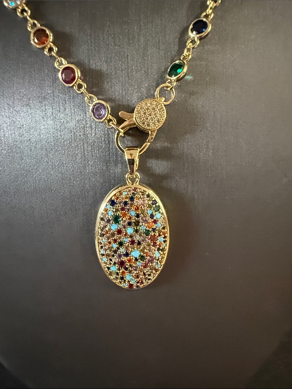 Freida Rothman Sterling Gold Multi-Stone Pendant Necklace - Picture 2 of 4